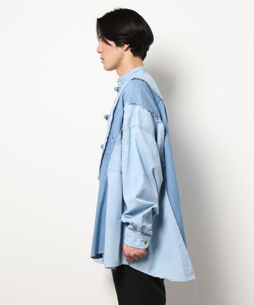 ability（アビリティ）の「DISCOVERED ディスカバード NEWSED リメイクアイテム / Docking Denim China Shirt / DC-NS-SH-02（シャツ/ブラウス・メンズ・ブラック/インディゴブルー・FREE）」の4枚目の写真