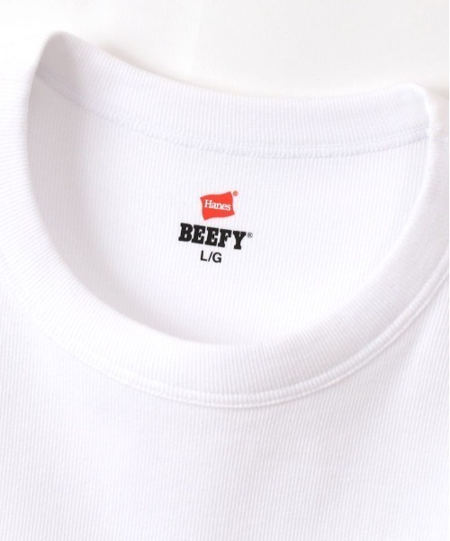 HANES（ヘインズ）の「Hanes/ヘインズ/BEEFY T-Shirts/ビーフィーリブTシャツ(HM1-R103)（Tシャツ/カットソー・メンズ・ホワイト/ブラック・MEDIUM/X-LARGE/LARGE）」の9枚目の写真