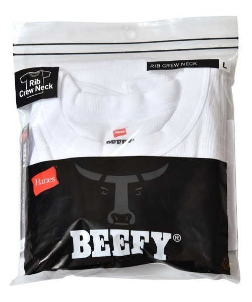 HANES（ヘインズ）の「Hanes/ヘインズ/BEEFY T-Shirts/ビーフィーリブTシャツ(HM1-R103)（Tシャツ/カットソー・メンズ・ホワイト/ブラック・MEDIUM/X-LARGE/LARGE）」の16枚目の写真