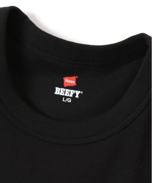 HANES（ヘインズ）の「Hanes/ヘインズ/BEEFY T-Shirts/ビーフィーリブTシャツ(HM1-R103)（Tシャツ/カットソー・メンズ・ホワイト/ブラック・MEDIUM/X-LARGE/LARGE）」の15枚目の写真