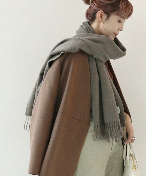 Simplicite（サンプリシテ）の「カシミア混ストール（マフラー・レディース・ピンク/ブラウン/チャコールグレー/ブルー・FREE）」の3枚目の写真