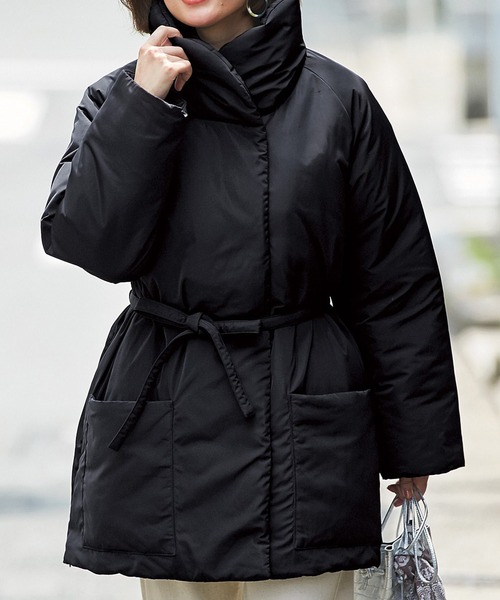 【セール】ＩＥＤＩＴ 福田麻琴さんコラボ サステナブル素材で未来にやさしい 女っぷりが上がる中わたミディコート〈ブラック〉（その他アウター）｜IEDIT（イディット）