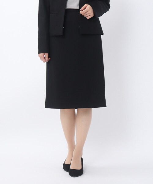 UNTITLED(アンタイトル)の「◆レイナジャージータイトスカート【洗える・抗菌防臭】(スーツスカート・レディース・ブラック系5/ダークネイビー・02/03/01)」の2枚目の写真