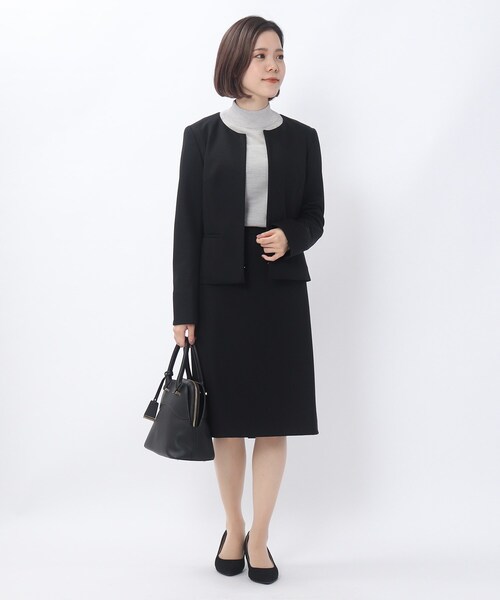 UNTITLED(アンタイトル)の「◆レイナジャージータイトスカート【洗える・抗菌防臭】(スーツスカート・レディース・ブラック系5/ダークネイビー・02/03/01)」の8枚目の写真