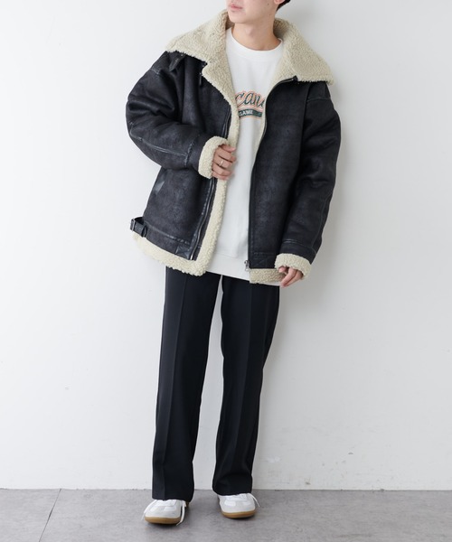 DISCOAT（ディスコート）の「フェイクムートンB-3ジャケット（ムートンコート・レディース・ブラック/ブラウン/ホワイト系その他・MEDIUM/LARGE）」の11枚目の写真