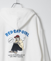 【a-r】〔RedCapGirl/レッドキャップガール〕バックサテン刺繍 ルーズサイズ フルジップパーカー セットアップ展開有
