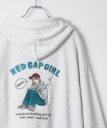 【a-r】〔RedCapGirl/レッドキャップガール〕バックサテン刺繍 ルーズサイズ フルジップパーカー セットアップ展開有