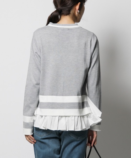 INTERPLANET（インタープラネット）の「【doll up oops】裾ボーダー重ね風ニット（ニット/セーター・レディース・オフホワイト/グレー・FREE）」の14枚目の写真