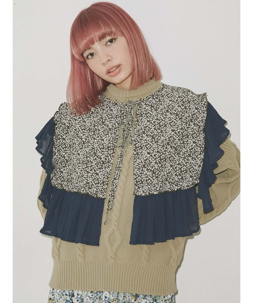 merry jenny(メリージェニー)の「floral frill frill collar(付け襟・レディース・アイボリー/ブラック/ブルー・FREE)」の1枚目の写真