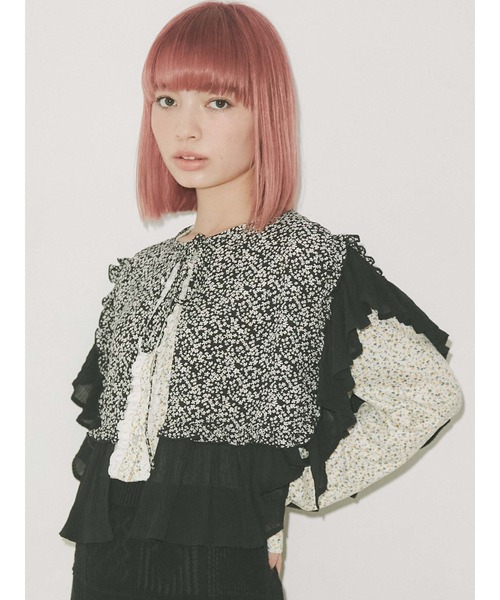 merry jenny(メリージェニー)の「floral frill frill collar(付け襟・レディース・アイボリー/ブラック/ブルー・FREE)」の16枚目の写真