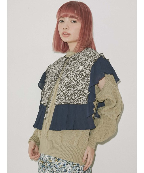 merry jenny(メリージェニー)の「floral frill frill collar(付け襟・レディース・アイボリー/ブラック/ブルー・FREE)」の21枚目の写真