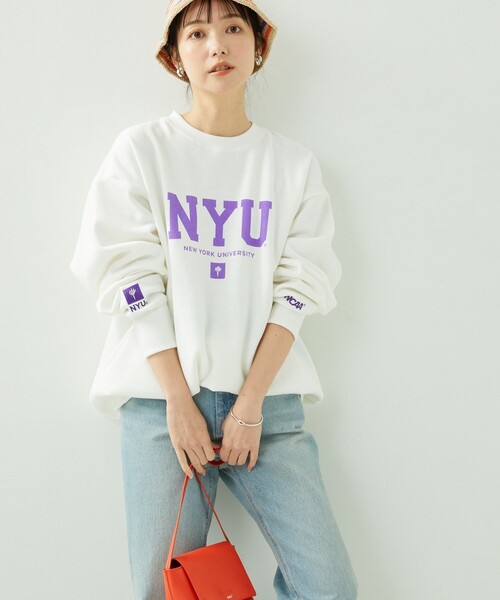 FREAK'S STORE(フリークスストア)の「NYUフロントプリントスウェットクルー(スウェット・レディース・ホワイト/パープル/グレー・フリ-)」の1枚目の写真