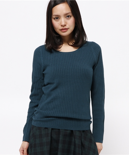 OUTLET（アウトレット）の「【mystic】Omekashi カシミヤ混クルーリブプルオーバー（ニット/セーター・レディース・ブラック/グレー/グリーン/オフホワイト・FREE）」の4枚目の写真