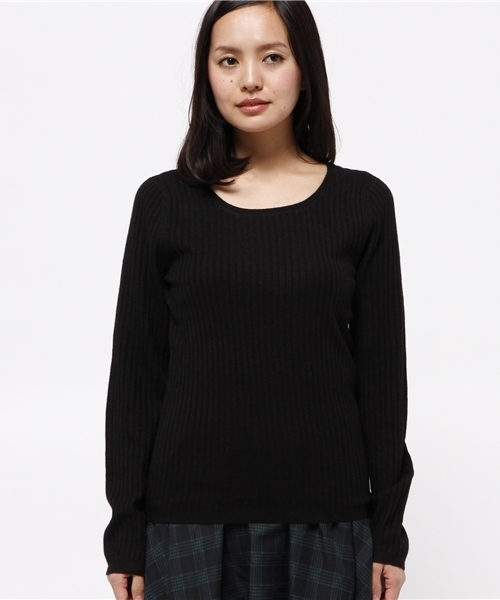 OUTLET（アウトレット）の「【mystic】Omekashi カシミヤ混クルーリブプルオーバー（ニット/セーター・レディース・ブラック/グレー/グリーン/オフホワイト・FREE）」の5枚目の写真