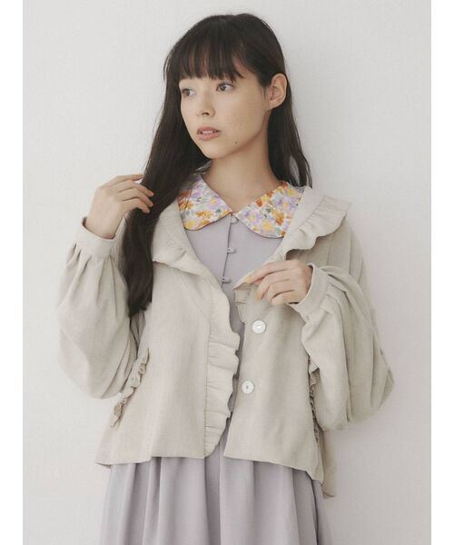 merry jenny(メリージェニー)の「フリルコールショートジャケット(その他アウター・レディース・ブラック/ベージュ/ピンク・FREE)」の9枚目の写真