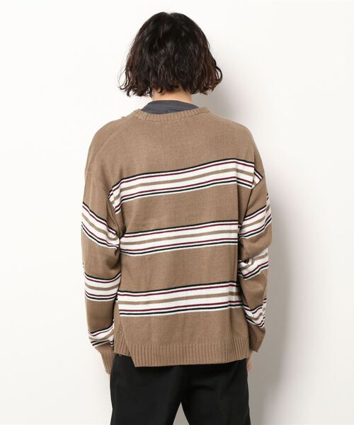 BACK NUMBER（バックナンバー）の「【BACK NUMBER】ボーダーニットレイヤード（アンサンブル・メンズ・ベージュ/ダークグレー/ケリー・M/L/XL）」の5枚目の写真