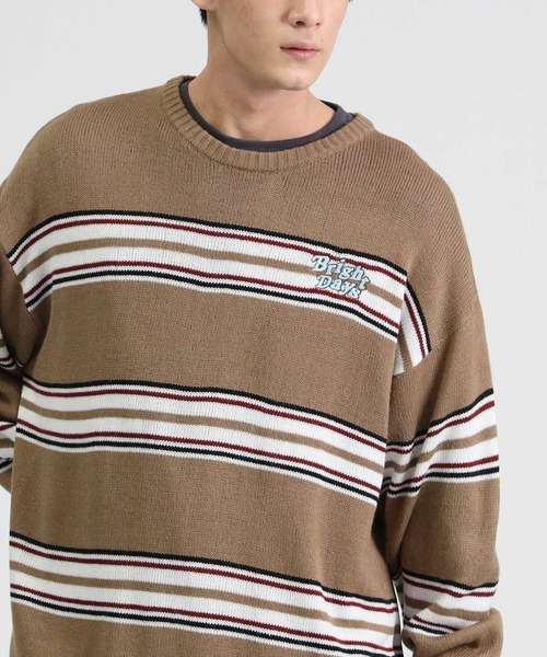 BACK NUMBER（バックナンバー）の「【BACK NUMBER】ボーダーニットレイヤード（アンサンブル・メンズ・ベージュ/ダークグレー/ケリー・M/L/XL）」の12枚目の写真