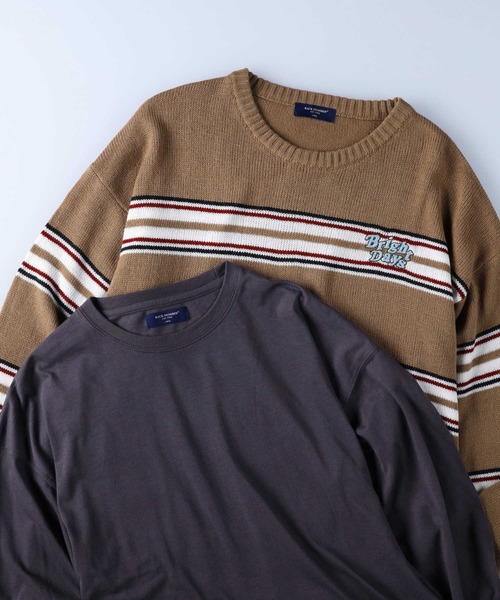 BACK NUMBER（バックナンバー）の「【BACK NUMBER】ボーダーニットレイヤード（アンサンブル・メンズ・ベージュ/ダークグレー/ケリー・M/L/XL）」の13枚目の写真