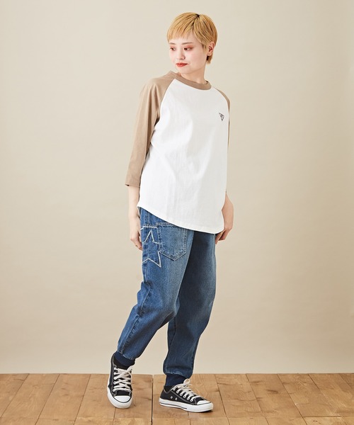 CUBE SUGAR（キューブシュガー）の「7分袖バックプリントロゴグラフィックラグランTシャツ（Tシャツ/カットソー・レディース・ホワイト系その他/グレー系その他/ブラック×グレー/ホワイト×ブラック・M）」の11枚目の写真