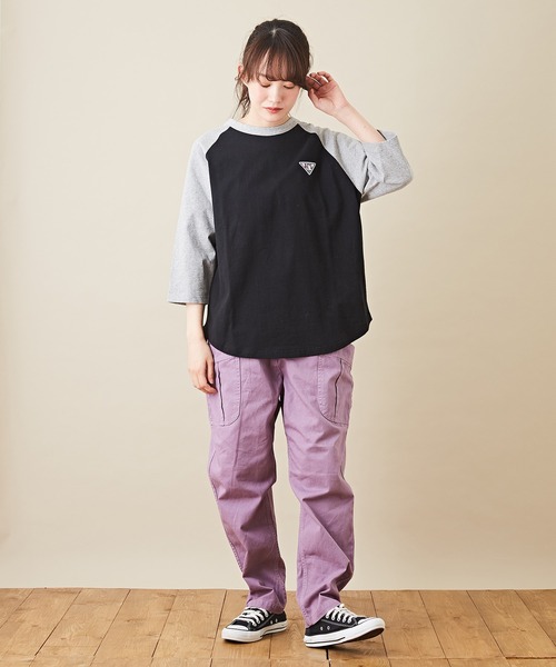 CUBE SUGAR（キューブシュガー）の「7分袖バックプリントロゴグラフィックラグランTシャツ（Tシャツ/カットソー・レディース・ホワイト系その他/グレー系その他/ブラック×グレー/ホワイト×ブラック・M）」の18枚目の写真