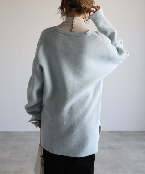 r.（アールドット）の「アンゴラタッチバイカラーVネックニット（ニット/セーター・レディース・ライトベージュ/グリーン/ブルー/ライトブルー/イエロー/ピンク・FREE）」の21枚目の写真