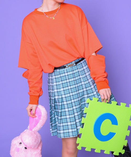 PairPair（ペアペア）の「カットアウトスウェット（Tシャツ/カットソー・レディース・ライム/オレンジ/オートミール・FREE）」の8枚目の写真