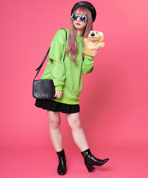 PairPair（ペアペア）の「カットアウトスウェット（Tシャツ/カットソー・レディース・ライム/オレンジ/オートミール・FREE）」の5枚目の写真