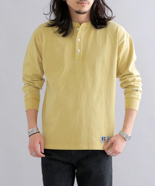 Russell Athletic（ラッセルアスレティック）の「*【SHIPS別注】RUSSELL ATHLETIC: ピグメント加工 ヘンリーネック ロングスリーブ Tシャツ (ロンT) 22SS（Tシャツ/カットソー・メンズ・ホワイト/ダークグレー/グリーン/ネイビー/イエロー系・SMALL/MEDIUM/LARGE/X-LARGE）」の5枚目の写真