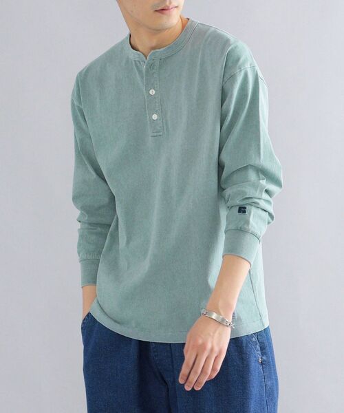 Russell Athletic（ラッセルアスレティック）の「*【SHIPS別注】RUSSELL ATHLETIC: ピグメント加工 ヘンリーネック ロングスリーブ Tシャツ (ロンT) 22SS（Tシャツ/カットソー・メンズ・ホワイト/ダークグレー/グリーン/ネイビー/イエロー系・SMALL/MEDIUM/LARGE/X-LARGE）」の3枚目の写真