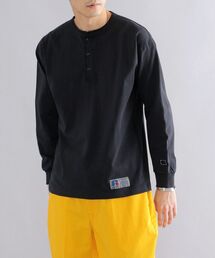*【SHIPS別注】RUSSELL ATHLETIC: ピグメント加工 ヘンリーネック ロングスリーブ Tシャツ (ロンT) 22SS