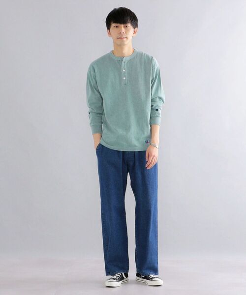 Russell Athletic（ラッセルアスレティック）の「*【SHIPS別注】RUSSELL ATHLETIC: ピグメント加工 ヘンリーネック ロングスリーブ Tシャツ (ロンT) 22SS（Tシャツ/カットソー・メンズ・ホワイト/ダークグレー/グリーン/ネイビー/イエロー系・SMALL/MEDIUM/LARGE/X-LARGE）」の9枚目の写真