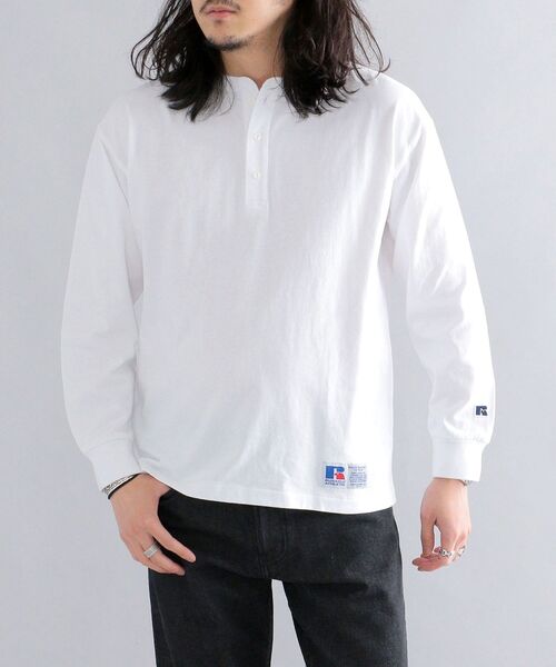 Russell Athletic（ラッセルアスレティック）の「*【SHIPS別注】RUSSELL ATHLETIC: ピグメント加工 ヘンリーネック ロングスリーブ Tシャツ (ロンT) 22SS（Tシャツ/カットソー・メンズ・ホワイト/ダークグレー/グリーン/ネイビー/イエロー系・SMALL/MEDIUM/LARGE/X-LARGE）」の15枚目の写真
