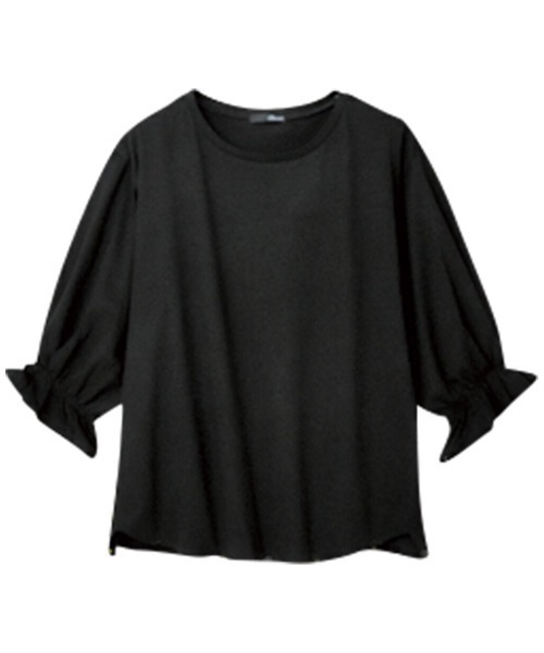 RANAN（ラナン）の「〈Beautiful Cotton　綿100％〉UVカット/接触冷感　ボリュームタックスリーブカットソー（Tシャツ/カットソー・レディース・モカ/オフホワイト/ブラック/ライトグレー/グリーン・LL/L/M）」の7枚目の写真
