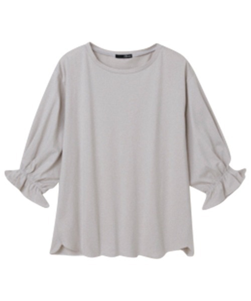 RANAN（ラナン）の「〈Beautiful Cotton　綿100％〉UVカット/接触冷感　ボリュームタックスリーブカットソー（Tシャツ/カットソー・レディース・モカ/オフホワイト/ブラック/ライトグレー/グリーン・LL/L/M）」の10枚目の写真