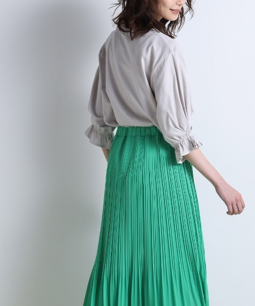 RANAN（ラナン）の「〈Beautiful Cotton　綿100％〉UVカット/接触冷感　ボリュームタックスリーブカットソー（Tシャツ/カットソー・レディース・モカ/オフホワイト/ブラック/ライトグレー/グリーン・LL/L/M）」の21枚目の写真