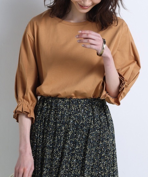 RANAN（ラナン）の「〈Beautiful Cotton　綿100％〉UVカット/接触冷感　ボリュームタックスリーブカットソー（Tシャツ/カットソー・レディース・モカ/オフホワイト/ブラック/ライトグレー/グリーン・LL/L/M）」の19枚目の写真