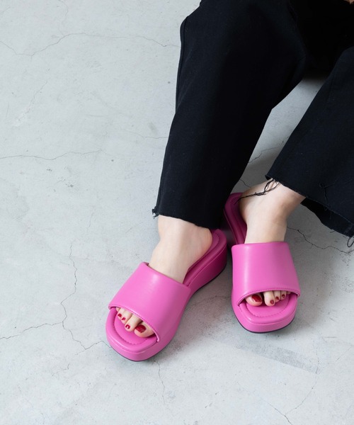 WEGO（ウィゴー）の「WEGO/厚底ミュールサンダル（サンダル・レディース・ブラック/オフホワイト/ピンク/グリーン・MEDIUM/LARGE）」の13枚目の写真