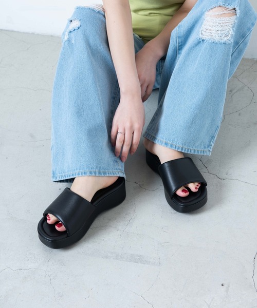 WEGO（ウィゴー）の「WEGO/厚底ミュールサンダル（サンダル・レディース・ブラック/オフホワイト/ピンク/グリーン・MEDIUM/LARGE）」の10枚目の写真