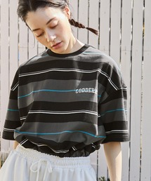 MONO-MART（モノマート）の「【CODDERR】マルチボーダー ロゴ刺繍 ビッグシルエット半袖Tシャツ（Tシャツ/カットソー・メンズ）」