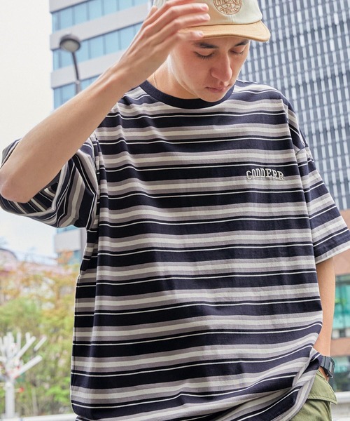 【MONCLER】24SS シルバーロゴ マルチボーダーTシャツ セール】【CODDERR】マルチボーダー ロゴ刺繍 ビッグシルエット