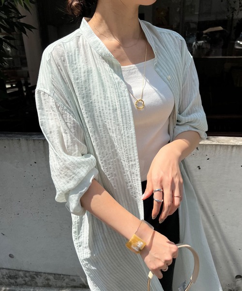 SHENERY ストライプロングシャツワンピース　ピンク　タグ付き SHENERY（シーナリー）の「ストライプロングシャツワンピース