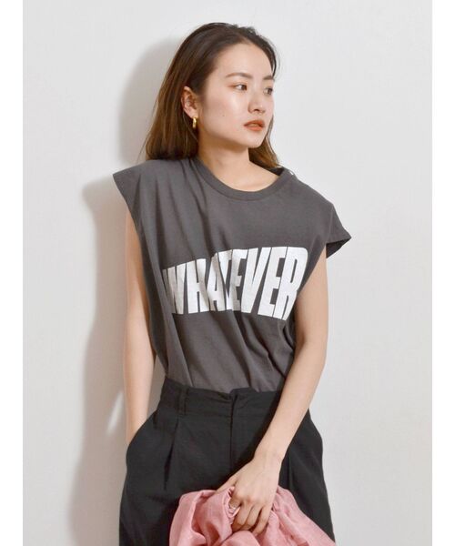 MIXTA（ミクスタ）の「MIXTA別注 WHATEVERロゴタンクトップ（タンクトップ・レディース・チャコールグレー/アイボリー・FREE）」の15枚目の写真