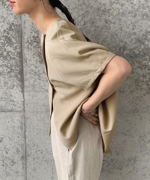 select MOCA by son（セレクトモカバイソン）の「バックスリットサマージャケット（ノーカラージャケット・レディース・オリーブ/アイボリー/ライトベージュ・FREE）」の15枚目の写真