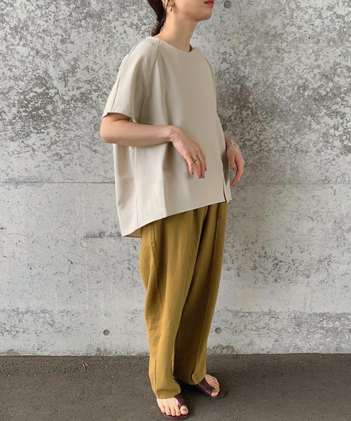 select MOCA by son（セレクトモカバイソン）の「バックスリットサマージャケット（ノーカラージャケット・レディース・オリーブ/アイボリー/ライトベージュ・FREE）」の8枚目の写真