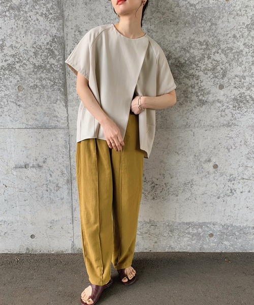 select MOCA by son（セレクトモカバイソン）の「バックスリットサマージャケット（ノーカラージャケット・レディース・オリーブ/アイボリー/ライトベージュ・FREE）」の11枚目の写真