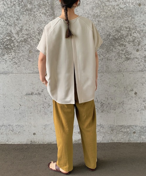 select MOCA by son（セレクトモカバイソン）の「バックスリットサマージャケット（ノーカラージャケット・レディース・オリーブ/アイボリー/ライトベージュ・FREE）」の12枚目の写真