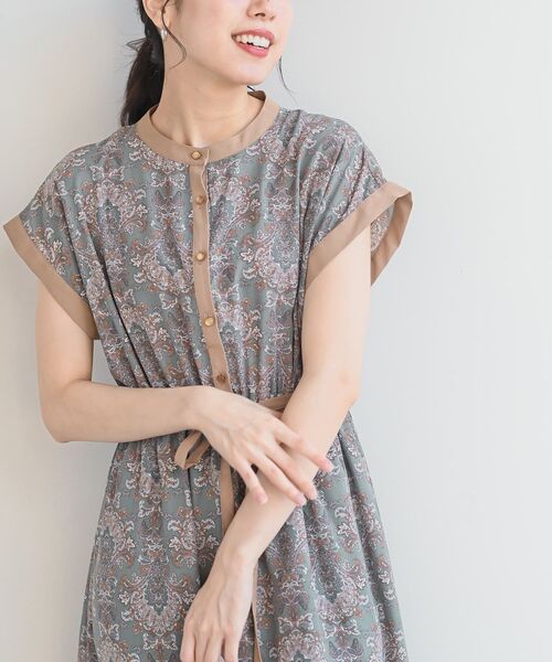 rps（アールピーエス）の「フレンチスリーブプリントワンピース（ワンピース・レディース・ブラック/グレー/オフホワイト/ブルー/グリーン・M）」の10枚目の写真