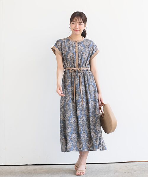 rps（アールピーエス）の「フレンチスリーブプリントワンピース（ワンピース・レディース・ブラック/グレー/オフホワイト/ブルー/グリーン・M）」の14枚目の写真