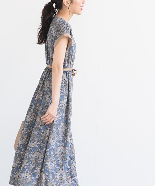 rps（アールピーエス）の「フレンチスリーブプリントワンピース（ワンピース・レディース・ブラック/グレー/オフホワイト/ブルー/グリーン・M）」の15枚目の写真