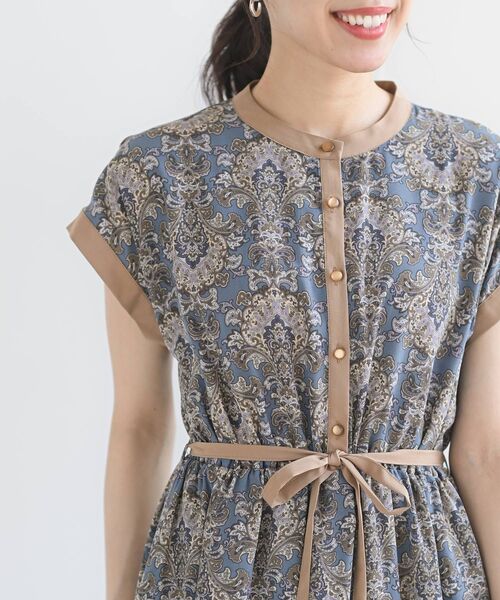 rps（アールピーエス）の「フレンチスリーブプリントワンピース（ワンピース・レディース・ブラック/グレー/オフホワイト/ブルー/グリーン・M）」の18枚目の写真